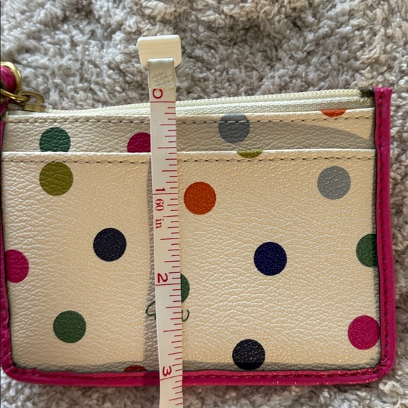 Coach Multicolor Polka Dot Card Holder with Pink Trim - Picture 7 of 7